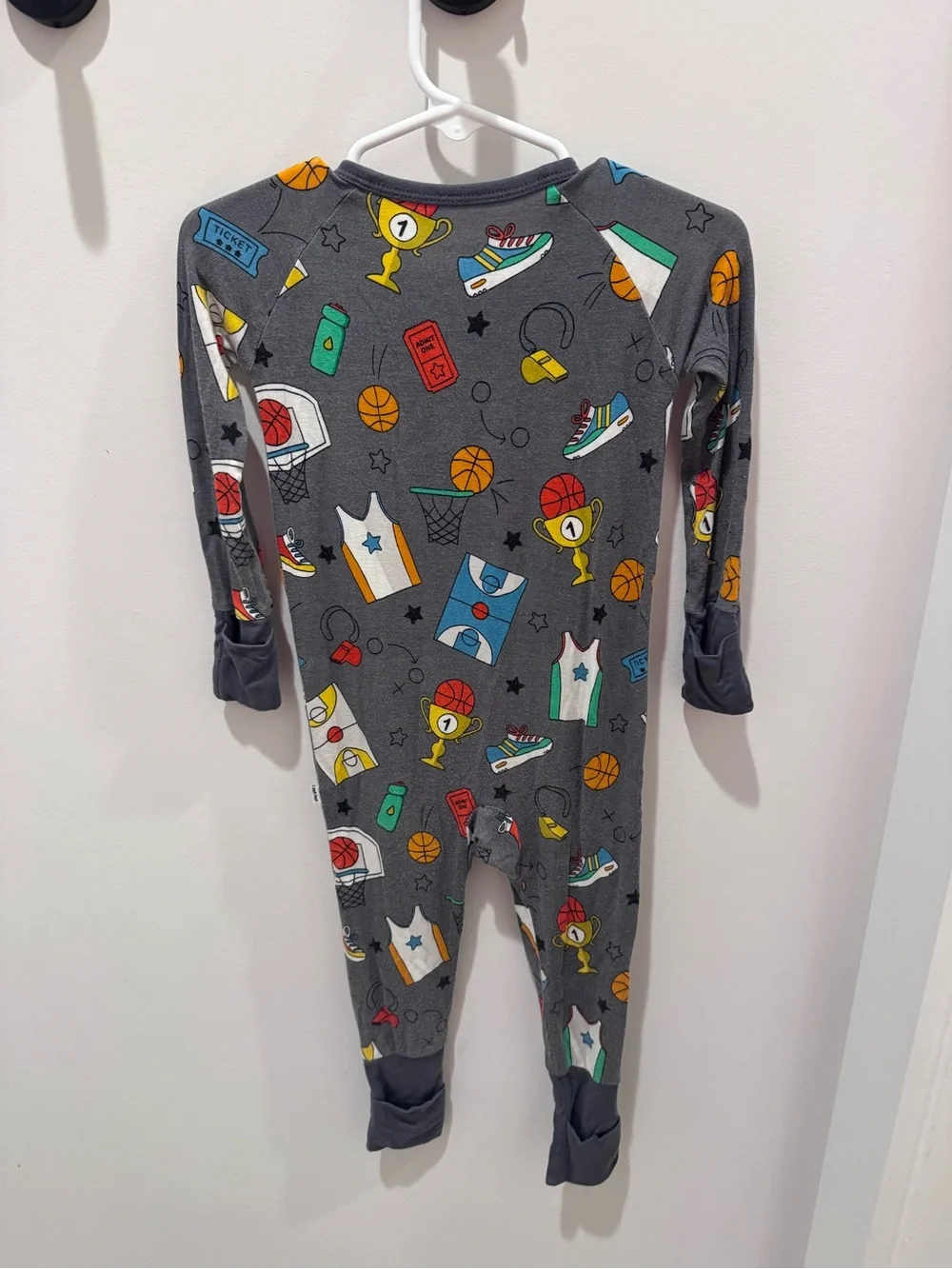 Little Sleepies ‘Hoop Stars’ Basketball Print Zippy One-Piece PJs — 6-12 Months